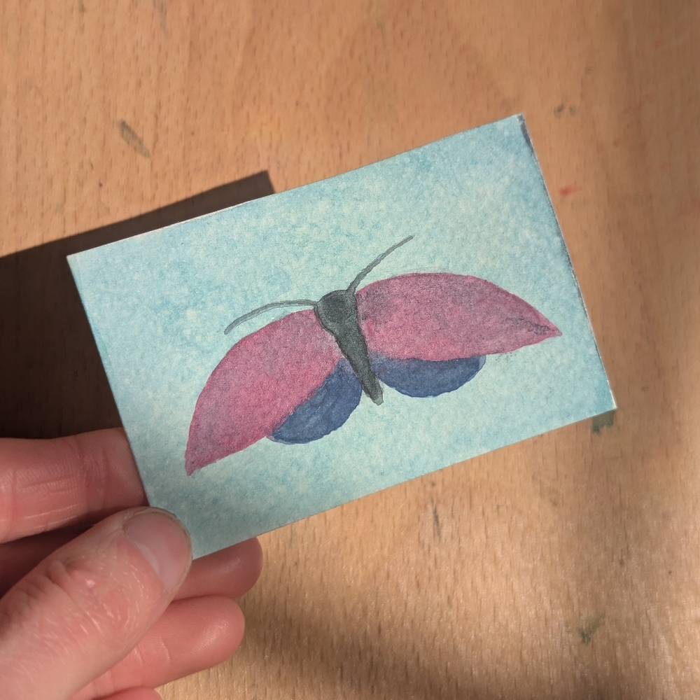 Pink and Blue Butterfly/Fairy Original Watercolor